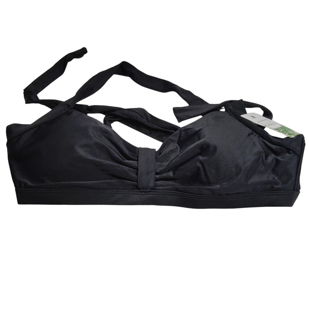 Women’s Swim Bra Top – Ruched Center Strap, 1" Straps – Black – Medium – NWT